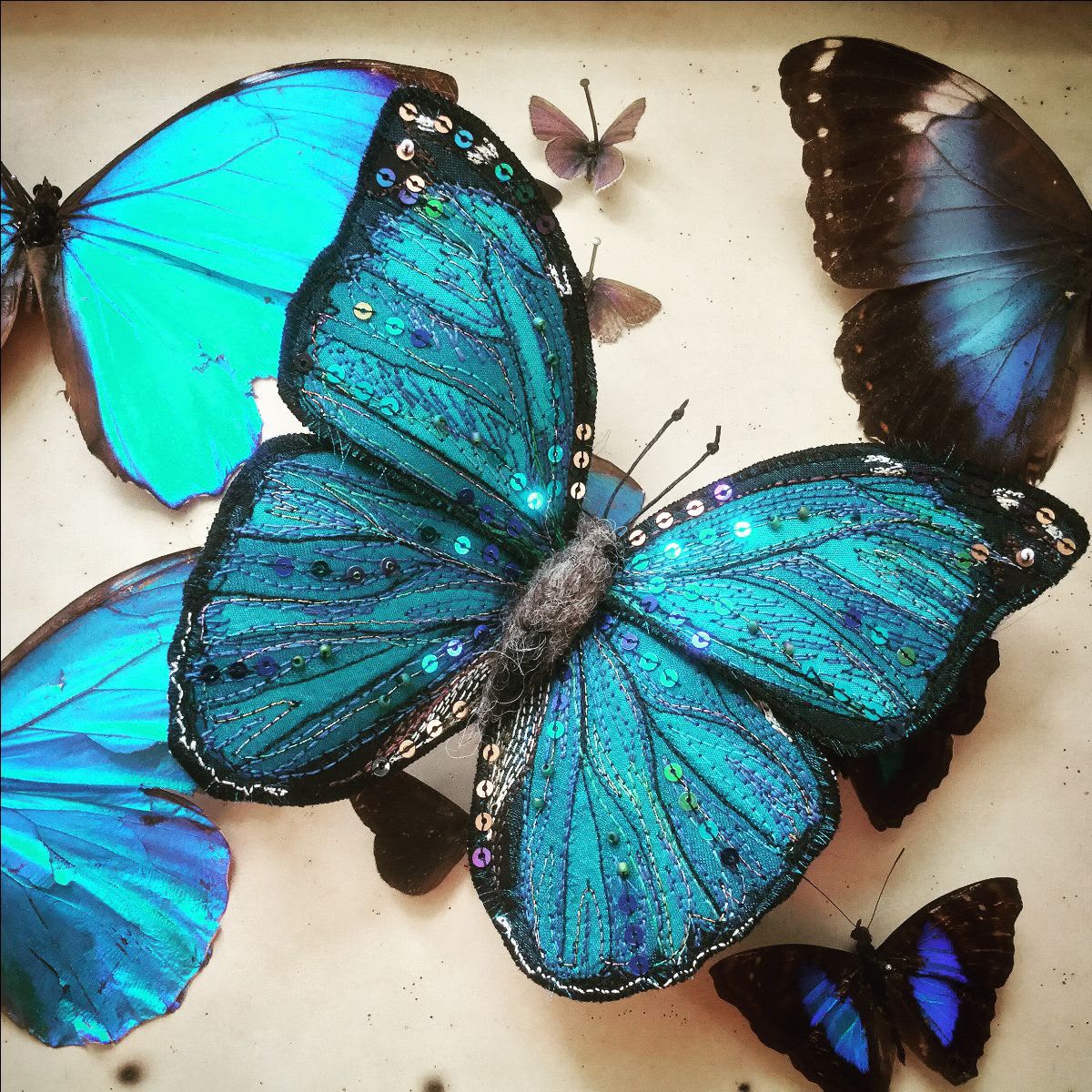 Blue Morpho Butterfly - Machine Embroidery Workshop