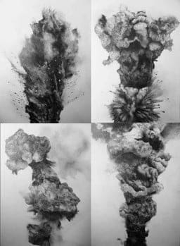 ‘Thin Air’ Drawings of military explosions from the top of Google Image search 2015- present