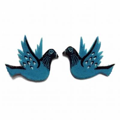 Blue Flying Mini Pigeon Ear Studs