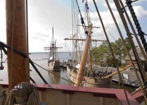 Replica Elizabethan ships at Jamestown, Virginia