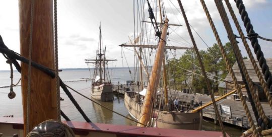 Replica Elizabethan ships at Jamestown, Virginia