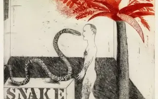 David Hockney (b. 1937) Jungle Boy, 1964, Etching and aquatint in black and red on mould-made paper, © David Hockney. Photo Credit: Richard Schmidt