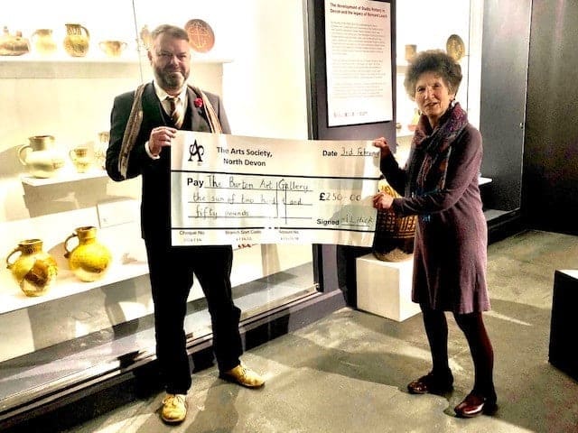 Arts Society North Devon cheque presentation
