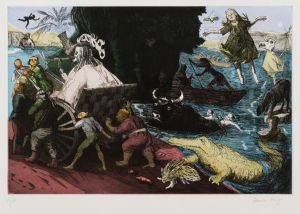 Paula Rego b. 1935 - 2022, The Neverland, 1992, Edition of 50, Coloured etching and aquatint on Somerset paper, Paper: 57.3 x 71.4 cm Image: 29.6 x 44.8 cm PAULA REGO b. 1935 - 2022 The Neverland, 1992 Coloured etching and aquatint on Somerset paper Paper: 57.3 x 71.4 cm Image: 29.6 x 44.8 cm