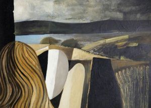 Abstract image of figure looking out over estuary