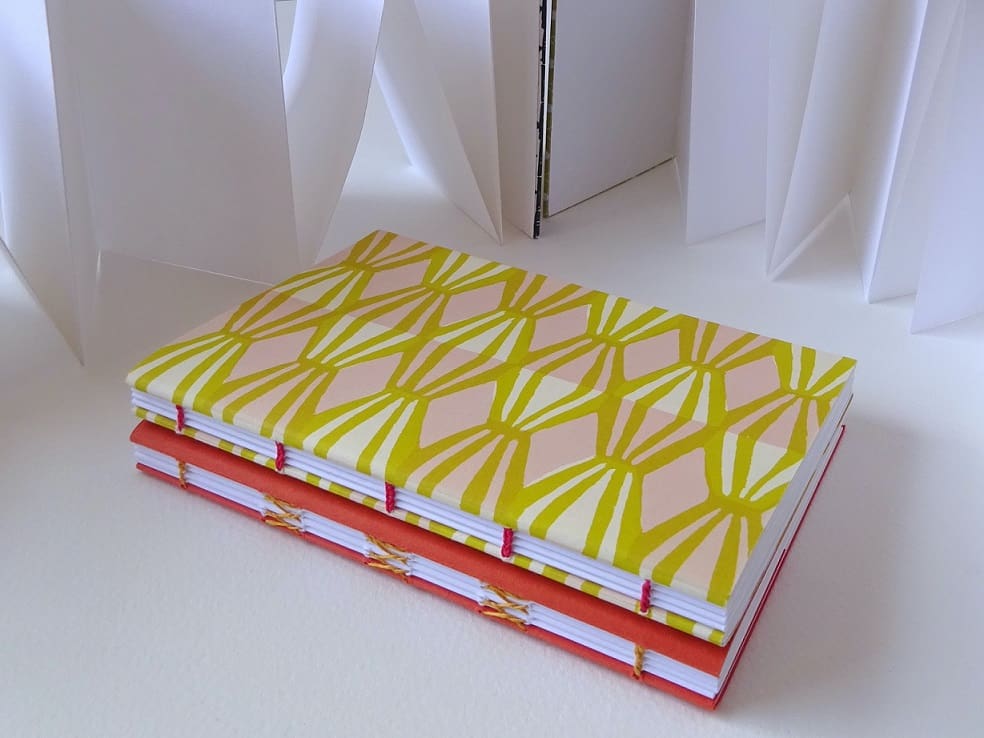 Bookbinding workshop with Megan Stallworthy exploring link stitched and accordion books