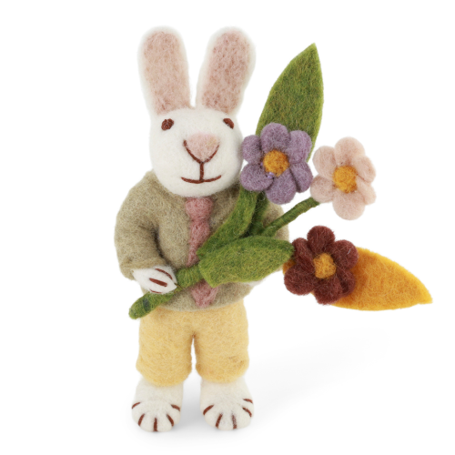 Felt bunny with tie and flowers