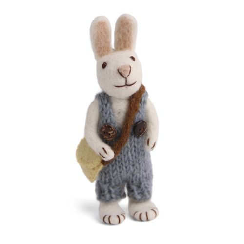 Small White Bunny with Dungarees and bag