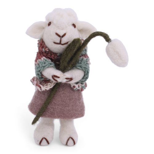 Small White Sheep with Skirt and Snowdrop