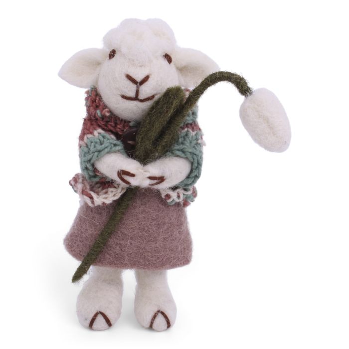 Small White Sheep with Skirt and Snowdrop