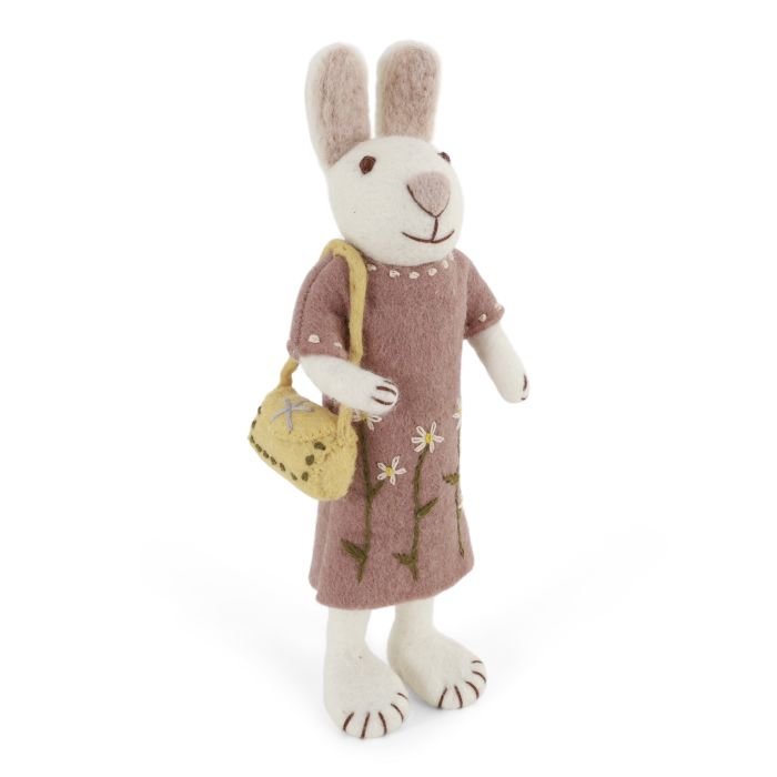 Handmade felt bunny with handbag