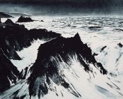 Print showing waves crashing on rocks North Devon by Emma Stibbon