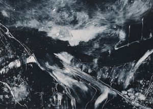 Black and white monoprint by Jemma Gunning