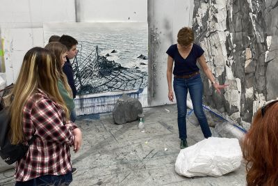 Artist Emma Stibbon in her studio