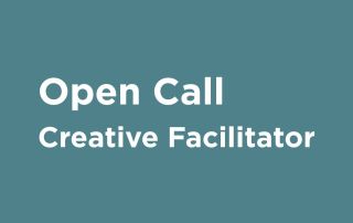 Image shows text reading "open call creative facilitator"