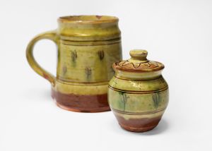 Ceramic lidded jar and tankard by Michael Cardew c.1938
