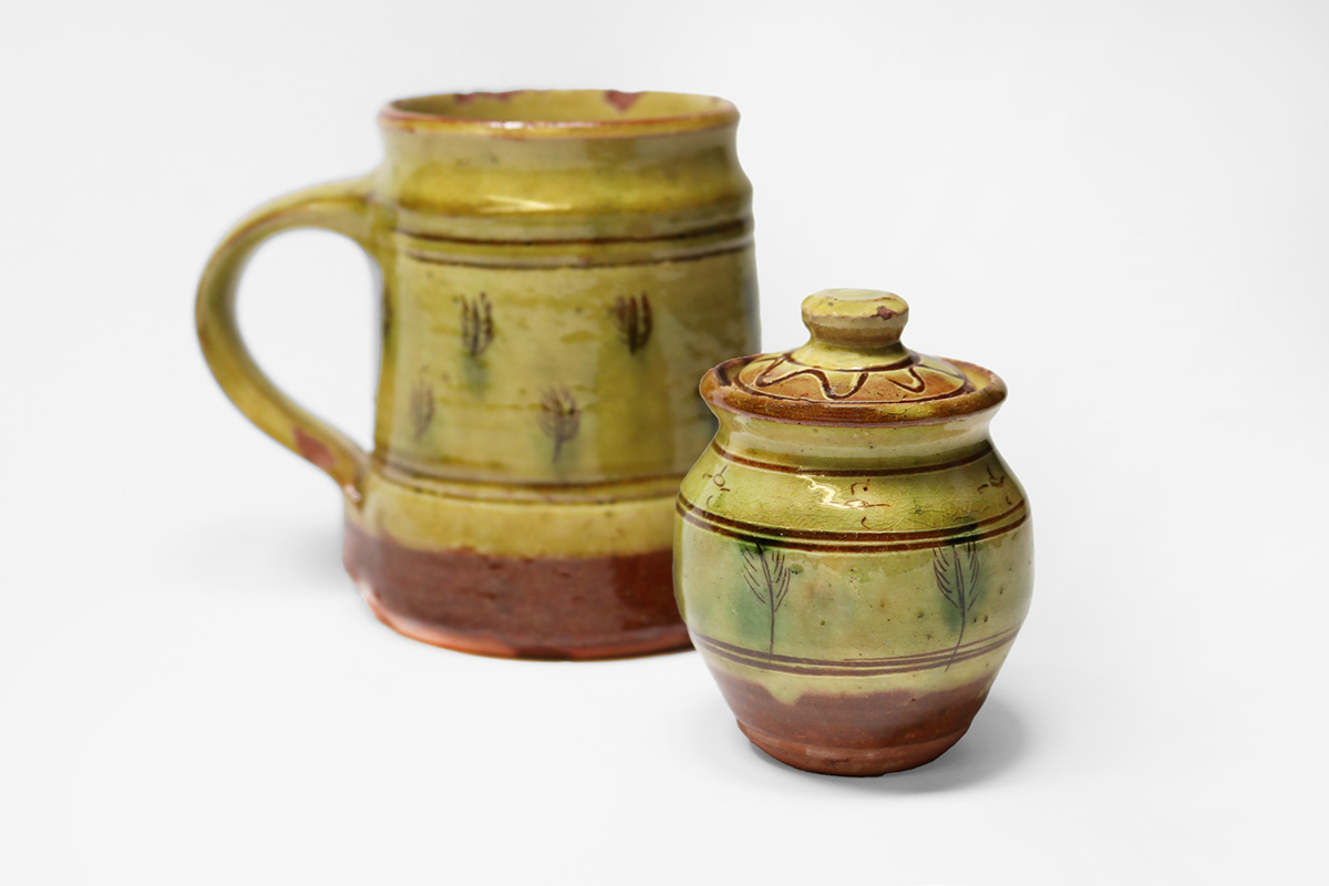 Ceramic lidded jar and tankard by Michael Cardew c.1938