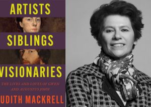Image shows book cover of Artists, Siblings, Visionaries and a black and white image of the author, Judith Mackrell