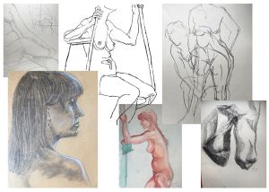 Image shows selection of life drawings and paintings