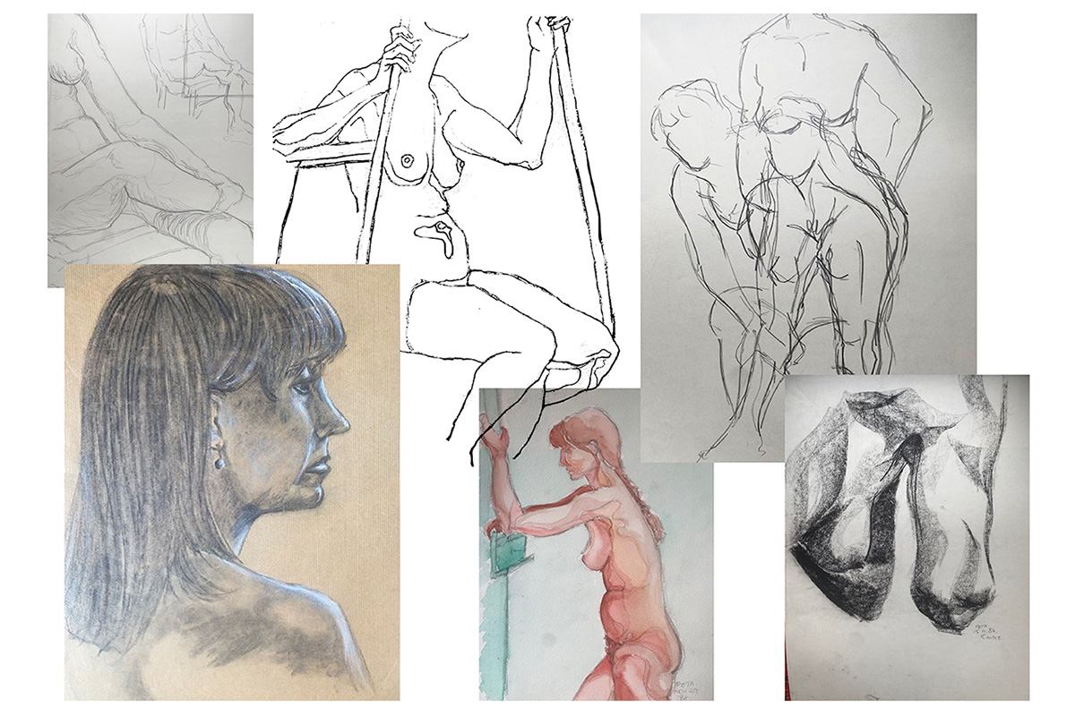 Image shows selection of life drawings and paintings