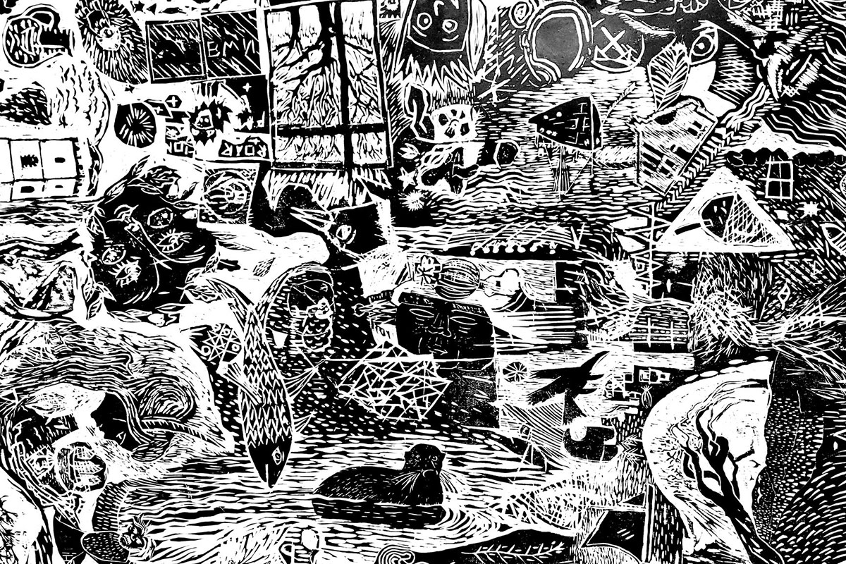 Detail from the community woodblock print