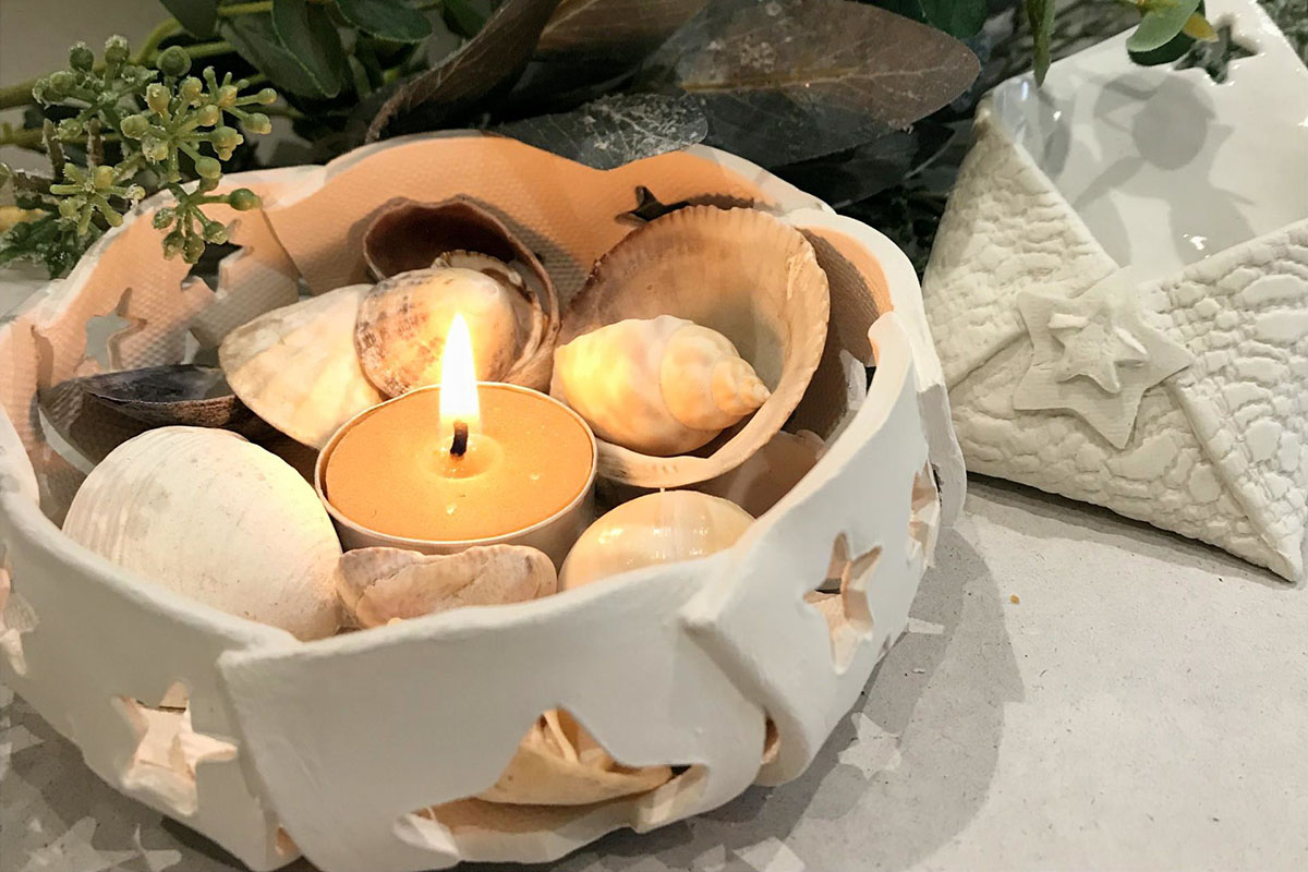 Image of white ceramic tealight holder