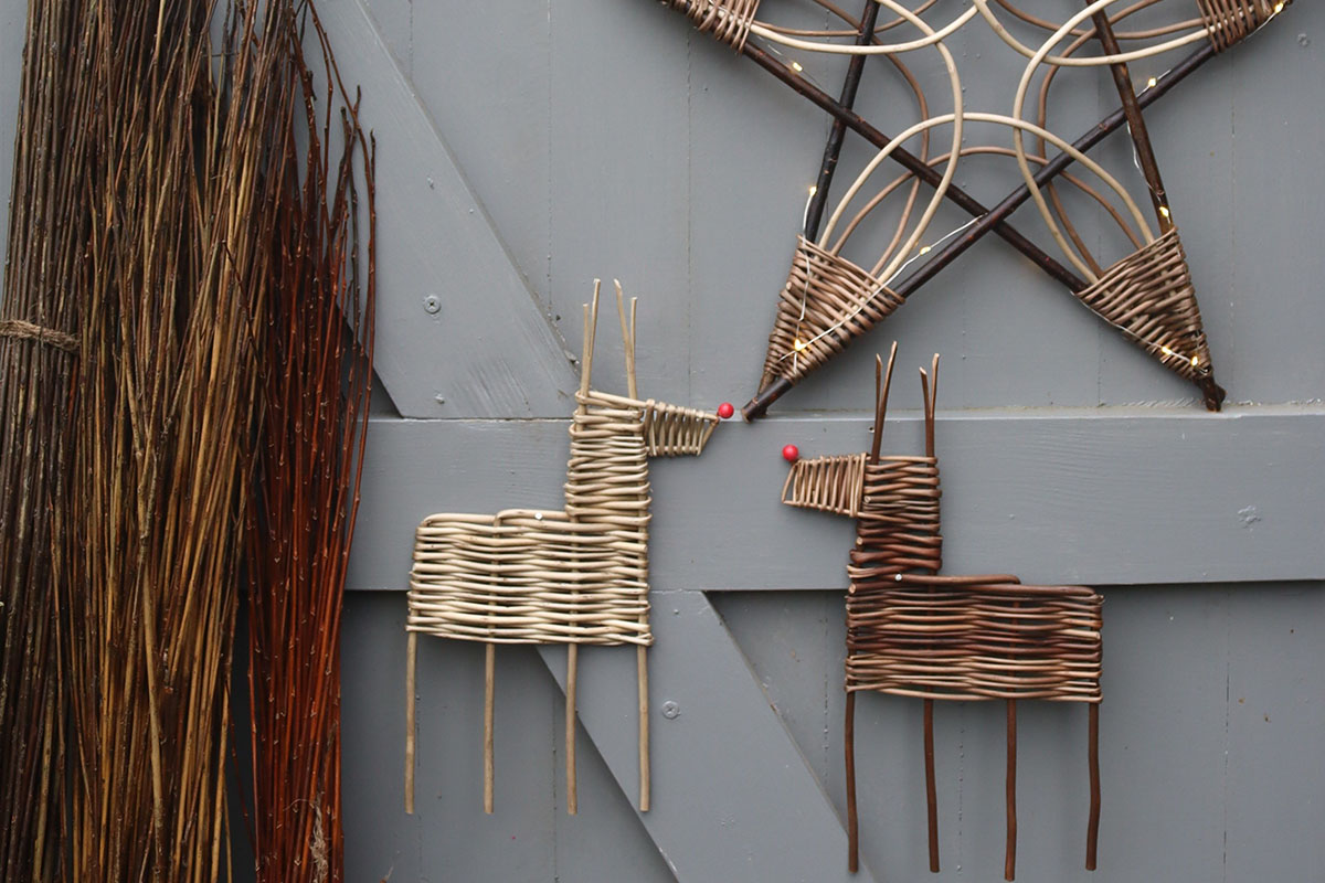Image shows willow christmas decorations