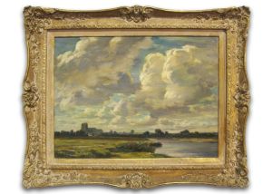 Painting by Arthur Friedenson (1872 - 1955), On the river at Wareham, Dorset