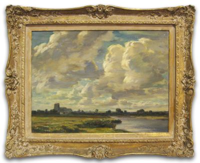 Painting by Arthur Friedenson (1872 - 1955), On the river at Wareham, Dorset